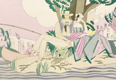 Picnic and Fishing Scene, c.1920 by Charles Martin